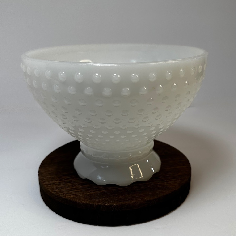 Vintage Milk Glass Hobnail Lamp Shade 2.25” Fitter Ruffled Rim 8” Wide